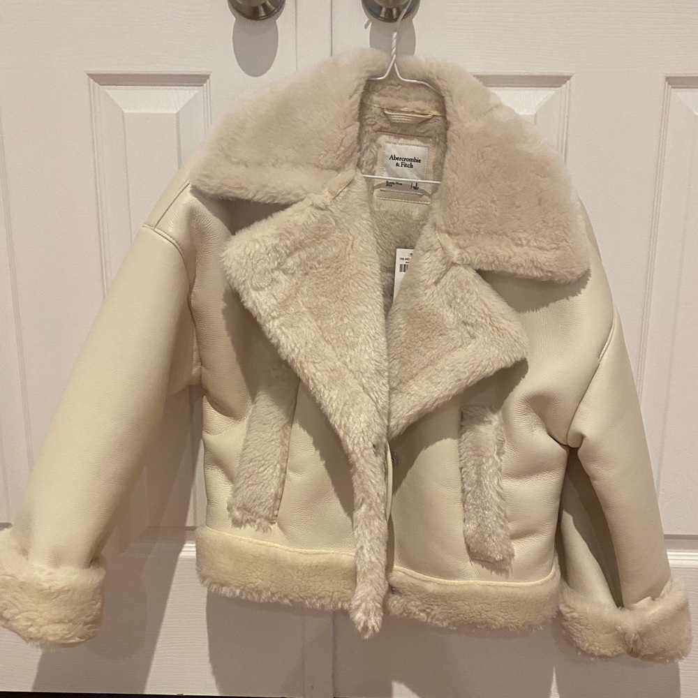 Abercrombie & Fitch Faux Leather Shearling Jacket